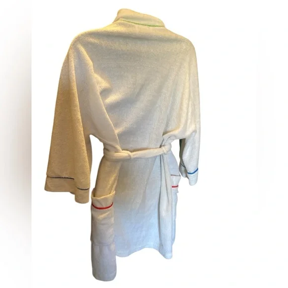 Plaza 9 Vintage Terri Cloth Short Bath Robe with Individually Sewn Rainbow Strip - Picture 11 of 11